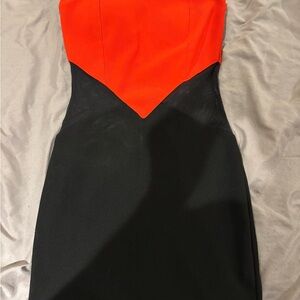 Elegant Red and Black Strapless Dress